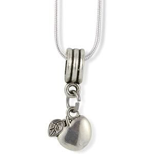 Apple with one Leaf Charm Snake Chain Necklace